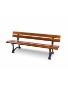 Panchina in acciaio inox e legno con schienale - Lunghezza cm 180