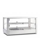 Vetrina calda sopra banco a 2 piani con vetri dritti e vaschetta per umidità - Con illuminazione a Led - cm 70x40x37,2h