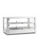 Vetrina calda sopra banco a 2 piani con vetri dritti e vaschetta per umidità - Con illuminazione a Led - cm 70x40x37,2h