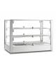 Vetrina calda sopra banco a 3 piani con vetri dritti e vaschetta per umidità - Con illuminazione a Led - cm 70x40x49,8h