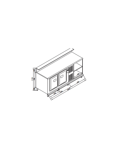 Banco bar refrigerato 2 sportelli motore interno da cm. 200