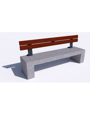 Panchina in cemento con sostegni spessore cm 19 - colore Bianco pietra - schienale in legno - cm 200x50x90h - Conforme ai CAM