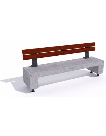 Panchina in cemento sostegni autolivellanti - colore Bianco pietra – schienale in legno - cm 200x50x90h - Conforme ai CAM