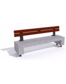 Panchina in cemento sostegni autolivellanti - colore Grigio travertino – schienale in legno - cm 200x50x90h - Conforme ai CAM
