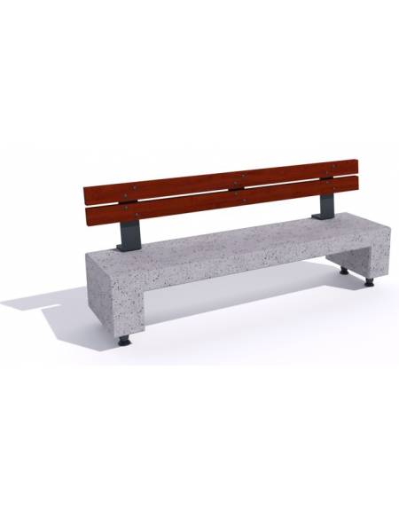 Panchina in cemento sostegni autolivellanti - colore Grigio travertino – schienale in legno - cm 200x50x90h - Conforme ai CAM