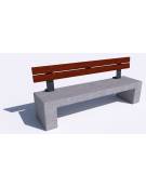 Panchina in cemento con sostegni spessore cm 19 - colore Grigio pietra - schienale in legno - cm 220x60x90h - Conforme ai CAM