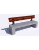 Panchina in cemento con sostegni spessore cm 19 - colore Bianco pietra - schienale in legno - cm 220x60x90h - Conforme ai CAM
