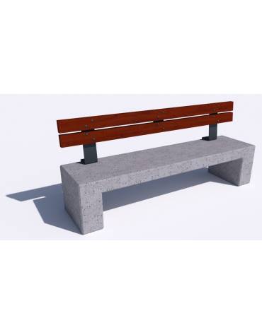 Panchina in cemento con sostegni spessore cm 19 - colore Bianco travertino - schienale legno - cm 220x60x90h - Conforme ai CAM