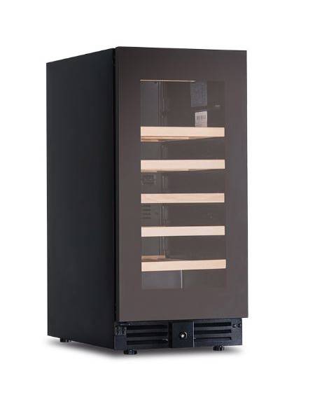 Cantinetta per vino ventilata - porta in vetro nero senza cornice - N° 32 Bottiglie vino - +2°C /+20°C - cm 38x57,8x82h