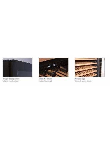 Vetrina per vini ventilata - 1 porta - capacità 129 Lt - temperatura da +4°C a +18°C - mm 595x570x820h