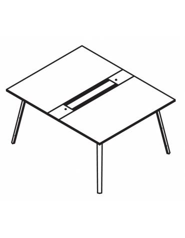 Benches con top access integrato e canalizzazione sottopiano, spessore piano mm 25 - Colore a scelta - cm 160x148x73,5h