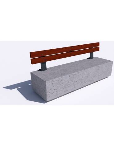 Panchina rettangolare in cemento calcestruzzo - colore Bianco travertino - Schienale in legno - cm 200x60x85h - Conforme ai CAM