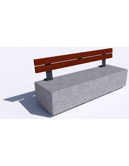 Panchina rettangolare in cemento calcestruzzo - colore Bianco travertino - Schienale in legno - cm 200x60x85h - Conforme ai CAM