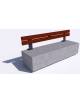 Panchina rettangolare in cemento calcestruzzo - colore Bianco travertino - Schienale in legno - cm 200x60x85h - Conforme ai CAM
