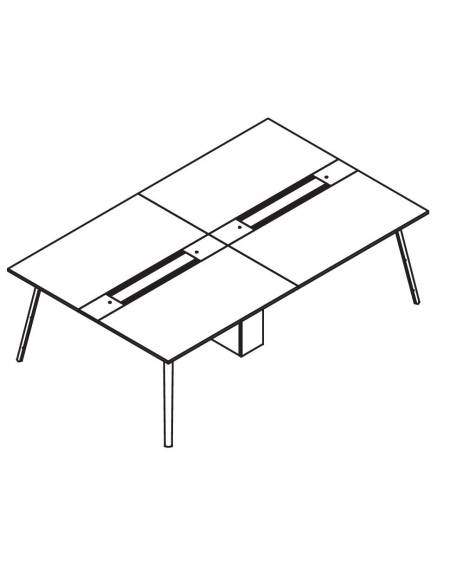 Benches composto con top access integrato e canalizzazione sottopiano, spessore piano mm 25 - Colore a scelta - cm 320x148x73,5h