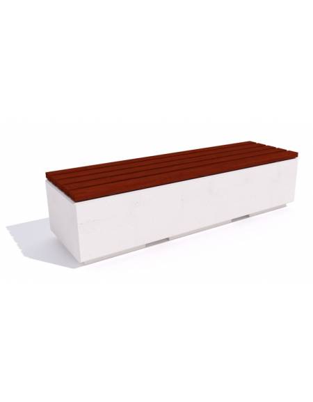 Panchina in graniglia marmo levigato antidegrado, colore a scelta - seduta rivestita legno - cm 200x60x50h - Conforme ai CAM