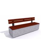 Panchina rettangolare in cemento colore Bianco pietra - seduta e schienale in legno esotico - cm 200x60x90h - Conforme ai CAM