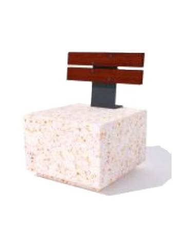 Panchina quadrata in graniglia marmo levigato e antidegrado, colore a scelta - schienale in legno - cm 60x60x85h - Conforme ai C