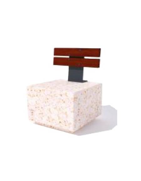 Panchina quadrata in graniglia marmo levigato e antidegrado, colore a scelta - schienale in legno - cm 60x60x85h - Conforme ai C