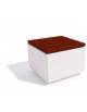 Panchina quadrata piana in cemento colore Bianco pietra - seduta rivestita in legno - cm 60x60x45h - Conforme ai CAM