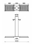 Fontana doppia con struttura in acciaio inox, completa di rubinetti in inox e caditoie in ghisa - cm 113,4x27x100h