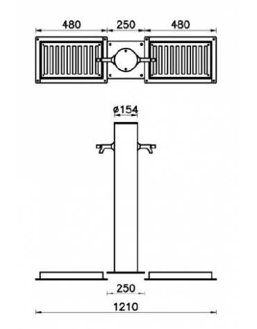 Fontana doppia con struttura in acciaio inox, completa di rubinetti in inox e caditoie in ghisa - cm 113,4x27x100h