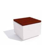 Panchina quadrata piana in cemento colore Bianco travertino - seduta rivestita in legno - cm 60x60x45h - Conforme ai CAM