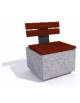 Panchina quadrata in cemento colore Grigio pietra - seduta e schienale in legno esotico - cm 60x60x85h - Conforme ai CAM