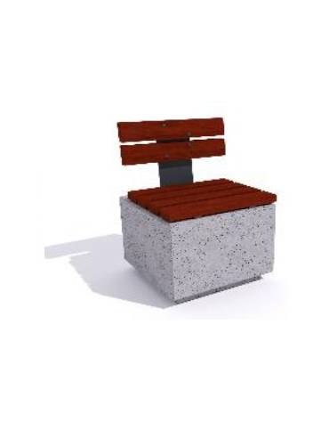 Panchina quadrata in graniglia di marmo sabbiato - colore a scelta - seduta e schienale in legno - cm 60x60x85h - Conforme CAM