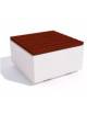 Panchina quadrata in cemento calcestruzzo, colore Bianco pietra - seduta rivestita in legno - cm 80x80x45h - Conforme ai CAM