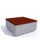 Panchina quadrata in cemento calcestruzzo, colore Grigio travertino - seduta rivestita in legno - cm 100x100x50h - Conforme CAM