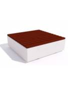 Panchina quadrata in cemento calcestruzzo, colore Bianco pietra - seduta rivestita in legno - cm 140x140x50h - Conforme ai CAM