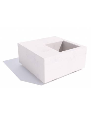 Panchina in cemento quadrata monoblocco con fioriera cm 50x50 - colore Bianco travertino - cm 100x100x45h - Conforme ai CAM