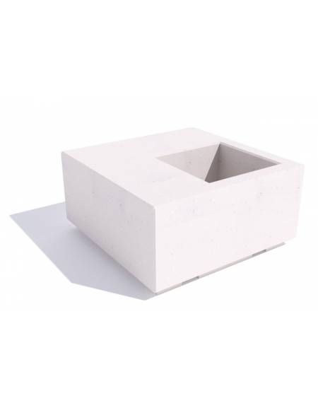 Panchina in cemento quadrata monoblocco con fioriera cm 50x50 - colore Grigio sabbiato - cm 100x100x45h - Conforme ai CAM