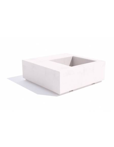 Panchina in cemento quadrata monoblocco con fioriera cm 80x80 - colore Bianco sabbiato - cm 140x140x45h - Conforme ai CAM