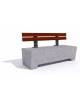 Panchina trapeziodale in cemento, colore Grigio pietra - schienale in legno esotico - cm 160x60x85h - Conforme ai CAM