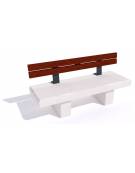 Panchina lineare in cemento calcestruzzo colore Grigio travertino - schienale in legno esotico - cm 180x60x85h - Conforme ai CAM