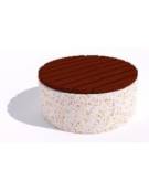 Panchina circolare in cemento calcestruzzo colore Bianco travertino - seduta rivestita in legno - cm Ø109x50h - Conforme ai CAM