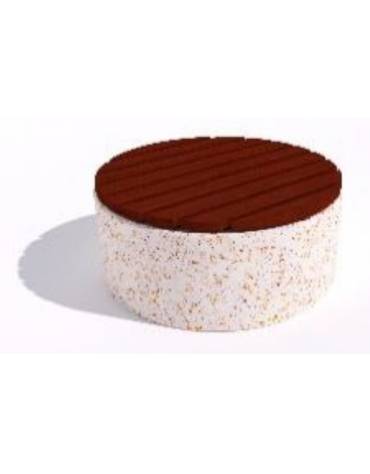 Panchina circolare in cemento calcestruzzo colore Bianco travertino - seduta rivestita in legno - cm Ø109x50h - Conforme ai CAM