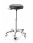 SGABELLO GIREVOLE CON BASE IN ALLUMINIO E SEDILE IN ACCIAIO - PISTONE A GAS 140MM