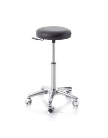 SGABELLO GIREVOLE CON BASE IN ALLUMINIO E SEDILE IN ACCIAIO - PISTONE A GAS 140MM