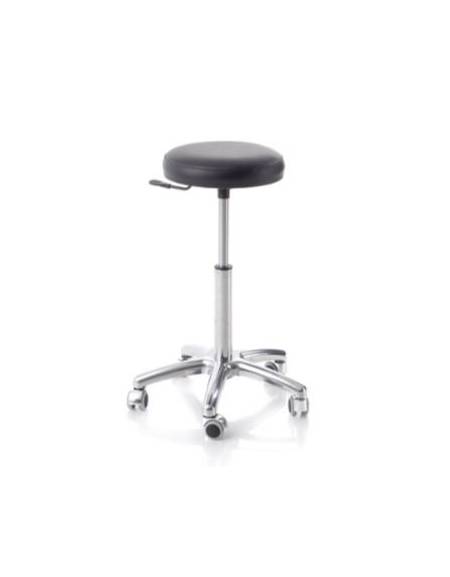 SGABELLO GIREVOLE CON BASE IN ALLUMINIO E SEDILE IN ACCIAIO - PISTONE A GAS 140MM