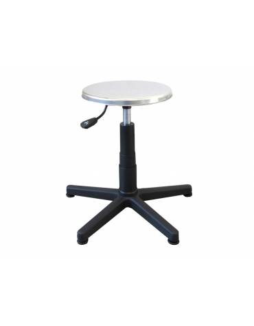 SGABELLO GIREVOLE CON BASE IN ALLUMINIO E SEDILE IN ACCIAIO - PISTONE A GAS 140MM