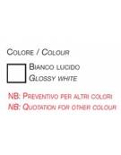 Bancone in legno con cassa teca bassa in vetro temperato h 25 cm - Colore bianco lucido - cm 110 x 55 x 75h
