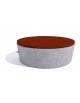 Panchina tonda svasata in cemento calcestruzzo colore Bianco pietra - seduta rivestita in legno - cm Ø151x50h - Conforme ai CAM