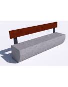 Panchina in cemento colore Bianco pietra, con frontale sagomato - schienale in legno - cm 200x41x80h - Conforme ai CAM