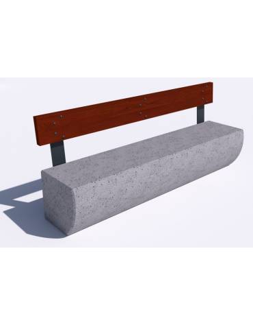 Panchina in cemento colore Bianco sabbiato, con frontale sagomato - schienale in legno - cm 200x41x80h - Conforme ai CAM