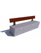 Panchina inclinata in cemento calcestruzzo colore Bianco travertino - schienale in legno esotico - cm 200x60x80h - Conforme CAM