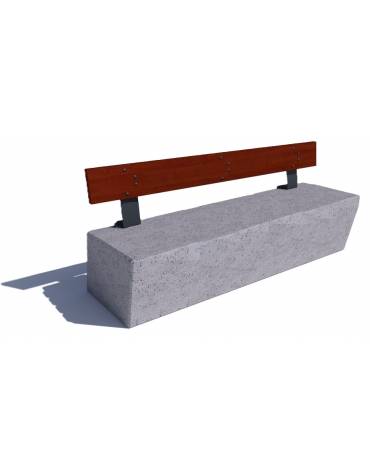 Panchina inclinata in cemento calcestruzzo colore Grigio sabbiato - schienale in legno esotico - cm 200x60x80h - Conforme ai CAM