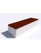 Panchina inclinata in cemento calcestruzzo colore Bianco sabbiato - seduta rivestita in legno - cm 190x60x45h - Conforme ai CAM